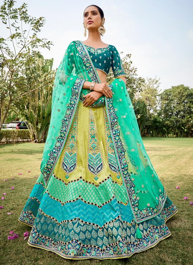 Crepe Georgette Silk Multi Color Wedding Wear Embroidery Work Lehenga Choli